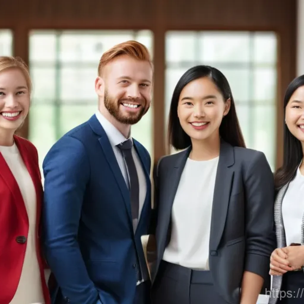 JLPT 성적을 활용한 전문 자격증 취득 사례 - **Prompt:** A diverse group of young professionals (20s-30s, any gender, wearing smart business casu...