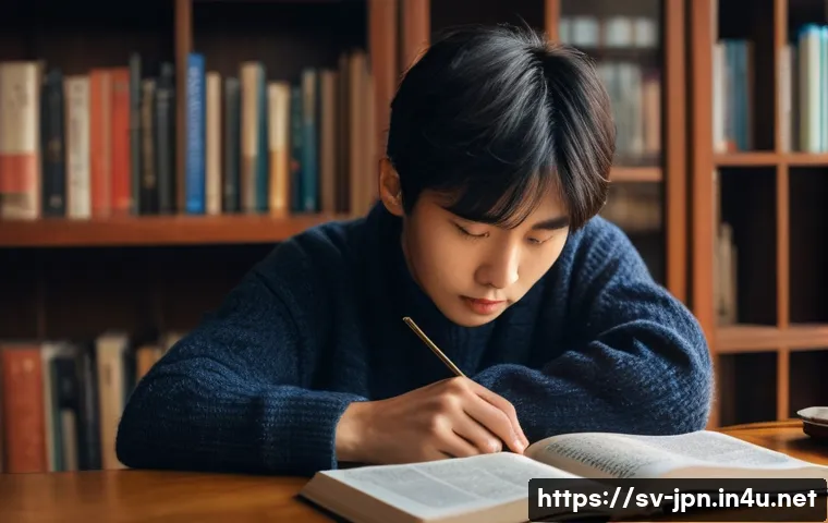 JLPT N1 시험 실전 사례 - **Reading Comprehension Focus:** "A young adult, with a focused and determined expression, is deeply...