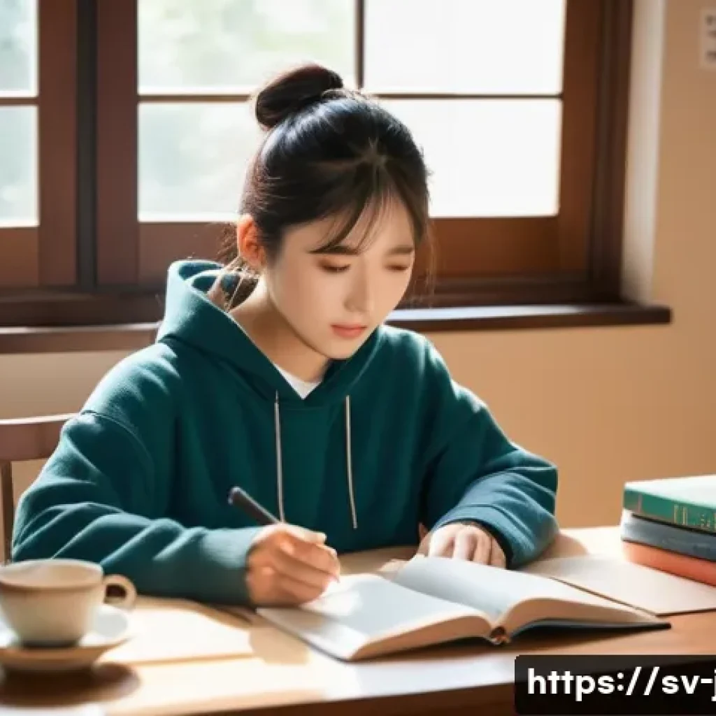 JLPT와 일본 내 자격증과의 학문적 연구 - **JLPT Study Session:** A focused young adult, of diverse ethnicity, aged around 20-25, is sitting c...