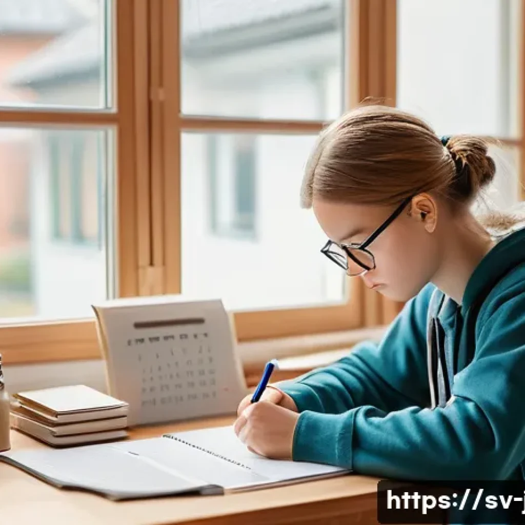 JLPT 시험 전 마지막 점검 체크리스트 - A focused Swedish student sitting at a neat wooden desk in a bright, cozy room, preparing for the JL...