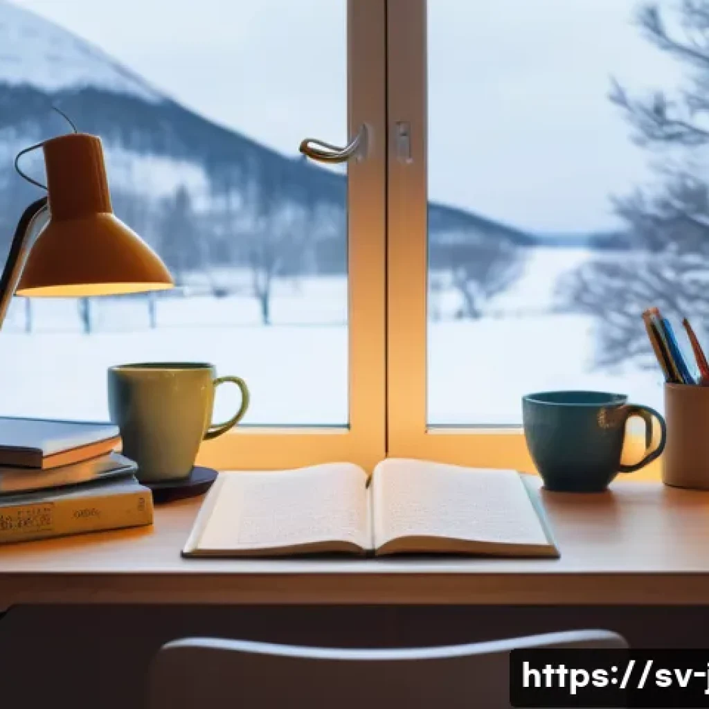 JLPT N3 초보자 추천 교재 TOP 5 - A cozy study corner in a modern Swedish apartment, featuring a neatly organized desk with popular Ja...