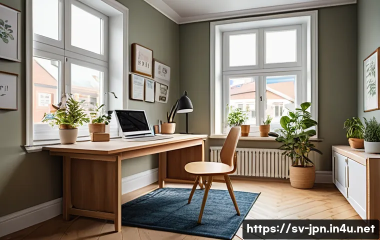JLPT 시험의 주요 변화와 대비책 - A detailed study scene set in a cozy Swedish home office, featuring a young adult studying for the J...