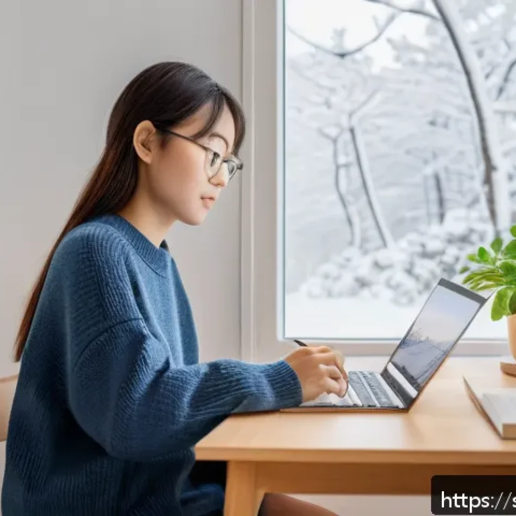JLPT 독해 연습 자료 무료로 구하는 법 - A cozy Scandinavian-style study room bathed in natural daylight, featuring a young Swedish woman in ...