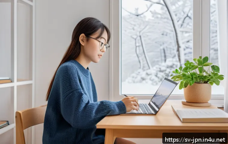 JLPT 독해 연습 자료 무료로 구하는 법 - A cozy Scandinavian-style study room bathed in natural daylight, featuring a young Swedish woman in ...