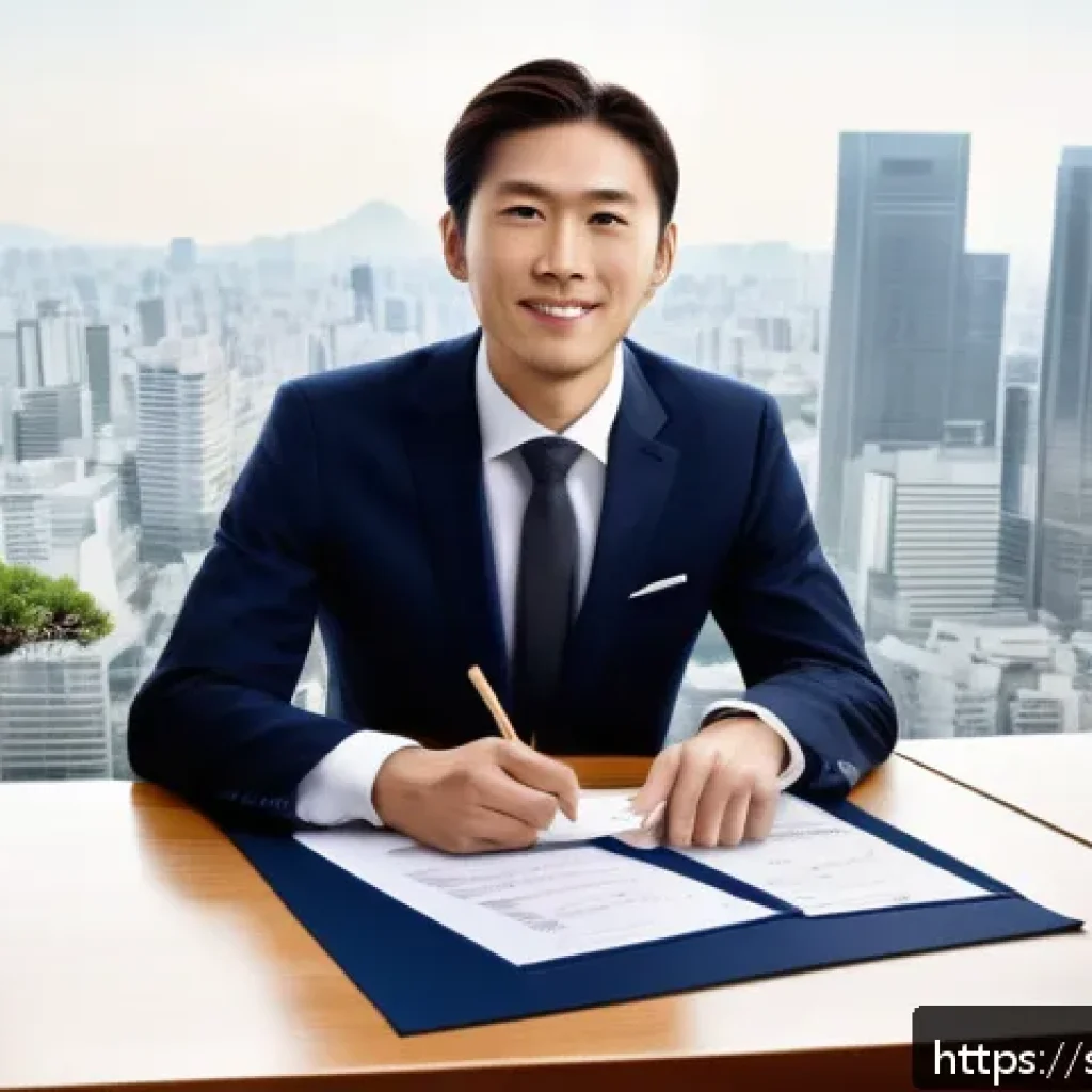 JLPT와 일본 내 자격증 시험 조합 사례 - A professional Japanese office scene showing a young Swedish man in business attire, confidently hol...