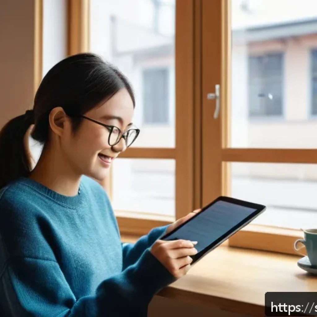 JLPT 학습에 효과적인 온라인 강의 플랫폼 - A cozy modern study room with a young adult woman using a tablet to practice Japanese grammar via a ...