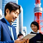 Home 20 JLPT와 관광가이드 자격증 연계 활용 - A professional Japanese tourist guide speaking fluently with a diverse group of international touris...