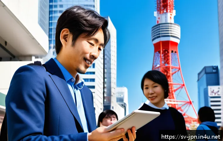 JLPT와 관광가이드 자격증 연계 활용 - A professional Japanese tourist guide speaking fluently with a diverse group of international touris...