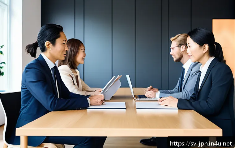 JLPT와 비즈니스 일본어 시험의 차이 - A professional Japanese business meeting scene in a modern Scandinavian office, featuring diverse pr...