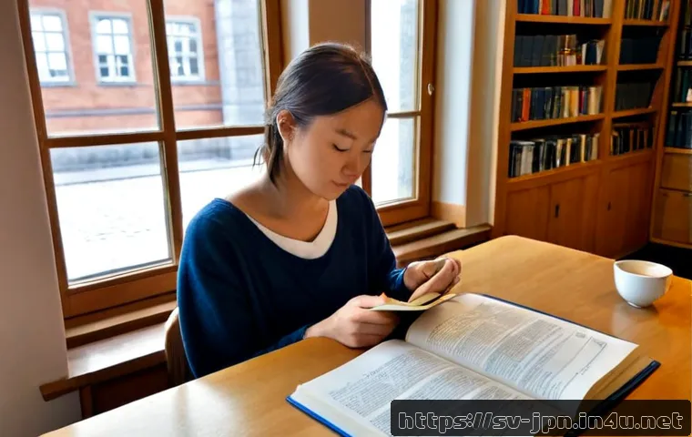 Home 17 JLPT 자격증과 일본 사회학 연계 연구 - Photorealistic Swedish university student in a bright Stockholm library, thoughtfully comparing a Ja...
